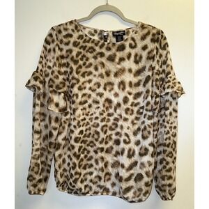 Wrangler Retro Long Sleeve Blouse Sheer Animal Print NWT Rodeo Cowgirl